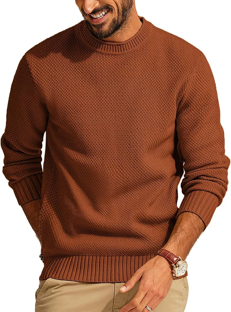 Herren Waffelstrick-Pullover mit Rundhalsausschnitt Nord Taschen