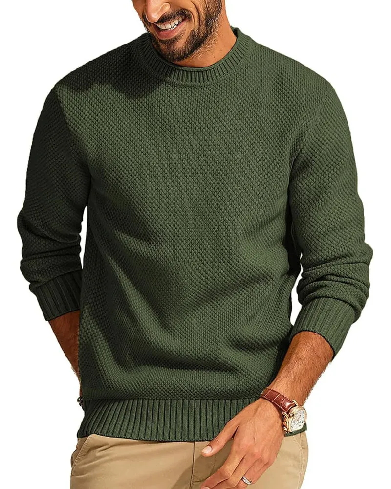 Herren Waffelstrick-Pullover mit Rundhalsausschnitt Nord Taschen
