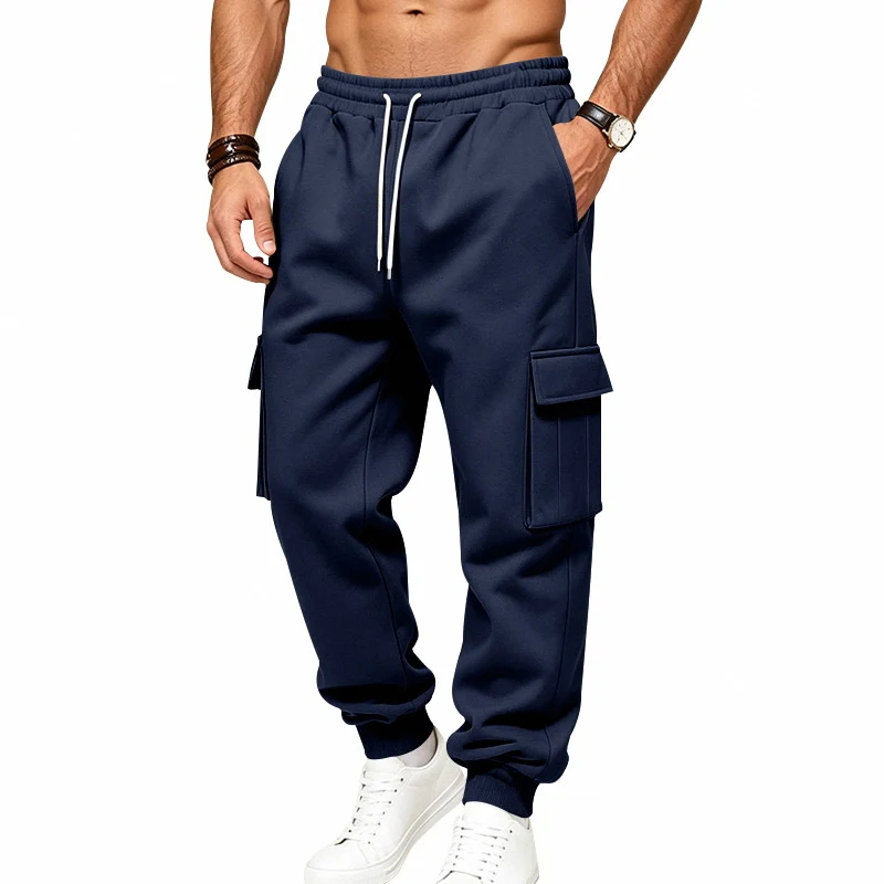 Herren Cargo-Jogginghose aus Sweat mit Kordelzug, elastischen Bündchen und großen Klappentaschen Nord Taschen