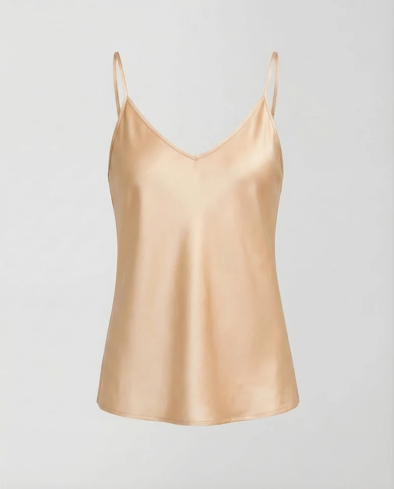 Damen Satin Top V Ausschnitt