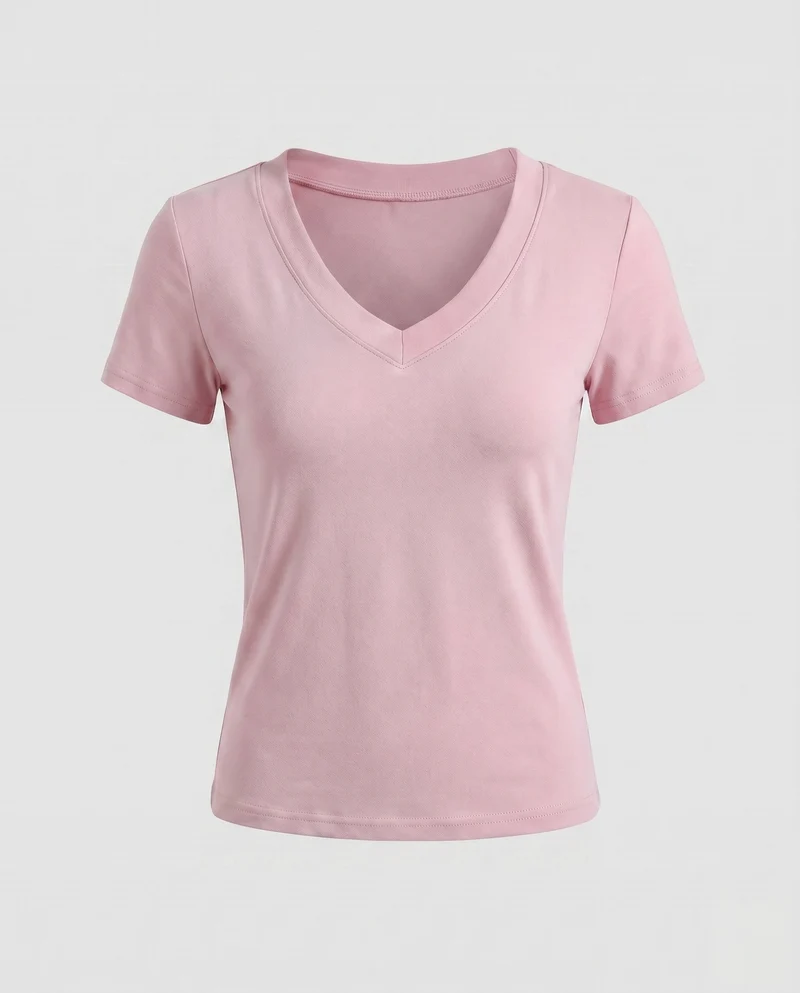 Damen V-Ausschnitt T-Shirt aus hochwertigem Baumwollmix