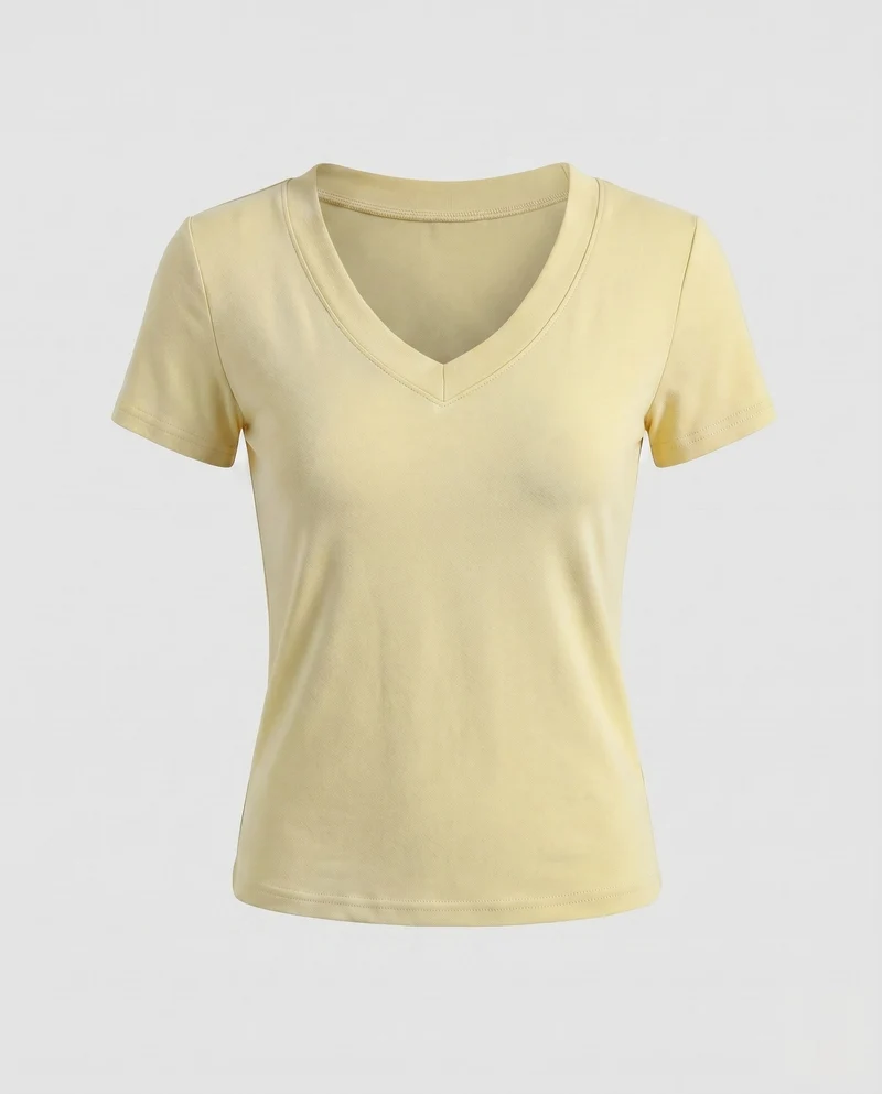 Damen V-Ausschnitt T-Shirt aus hochwertigem Baumwollmix