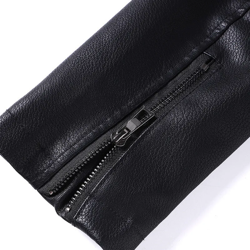 Herren Gefütterte Fliegerjacke aus Kunstleder mit Teddyfutter und zweireihiger Front Nord Taschen