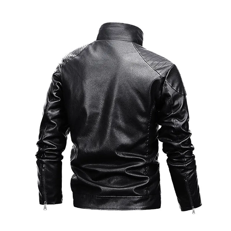 Herren Gefütterte Fliegerjacke aus Kunstleder mit Teddyfutter und zweireihiger Front Nord Taschen