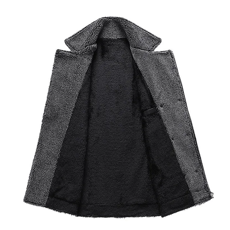 Herren Gefütterte Fliegerjacke aus Kunstleder mit Teddyfutter und zweireihiger Front Nord Taschen