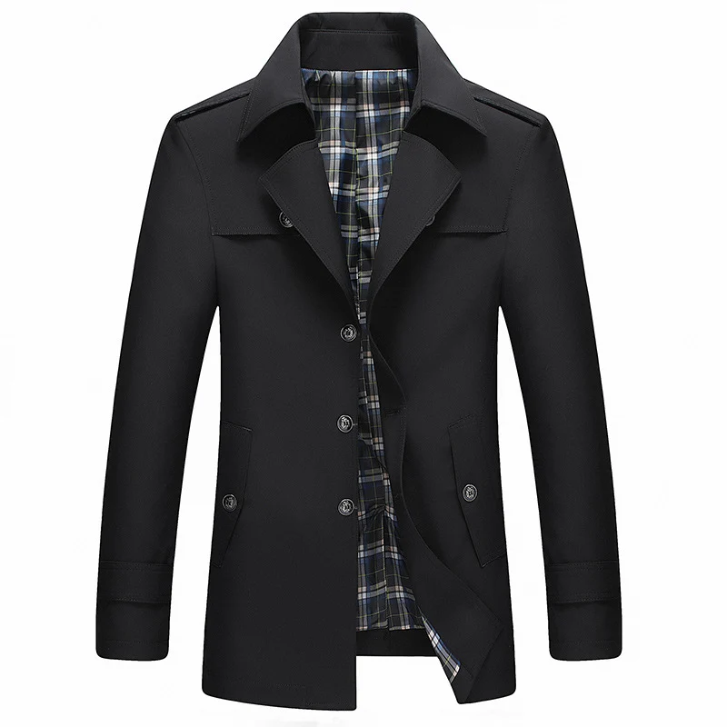 Herren Moderner Kurzmantel im Trenchcoat‑Look mit karierter Innenfütterung und Schulterklappen Nord Taschen