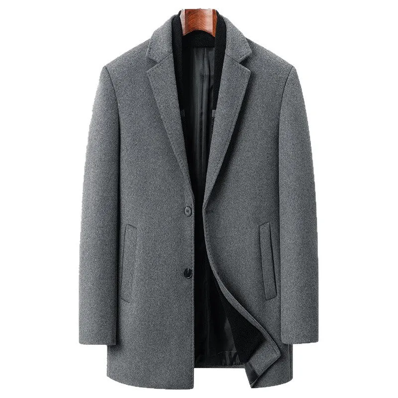 Herren Moderner Business-Übermantel aus Wollmischung mit schmalem Revers und Thermofutter Nord Taschen