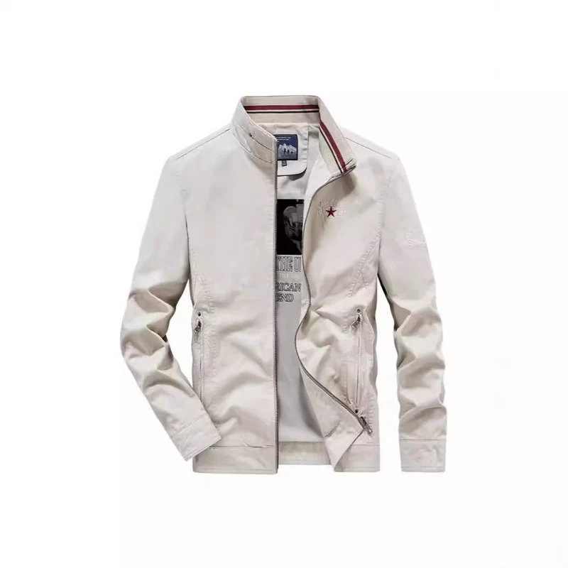 Herren Leichte Übergangsjacke mit Stehkragen, Frontreißverschluss und Innengrafik Nord Taschen