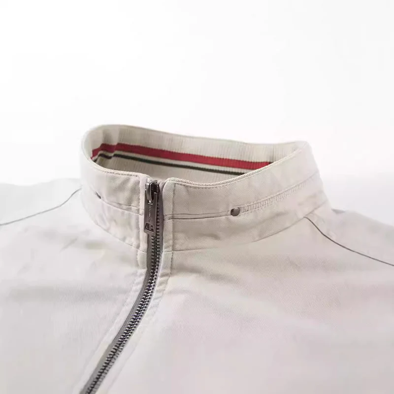 Herren Leichte Übergangsjacke mit Stehkragen, Frontreißverschluss und Innengrafik Nord Taschen