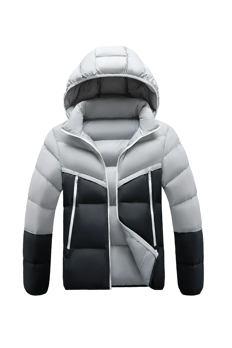 Herren Leichte Steppjacke mit Kapuze und zweifarbiger Blockoptik Nord Taschen