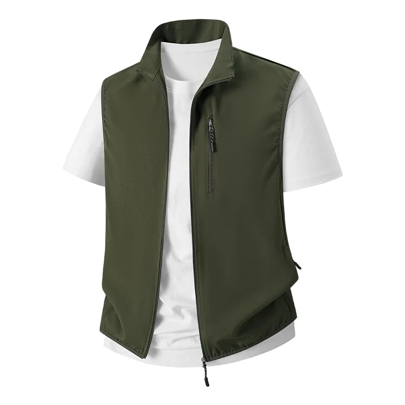 Herren Leichte Softshell-Utility-Weste mit Stehkragen, wasserabweisender Außenlage und Reißverschlusstaschen Nord Taschen