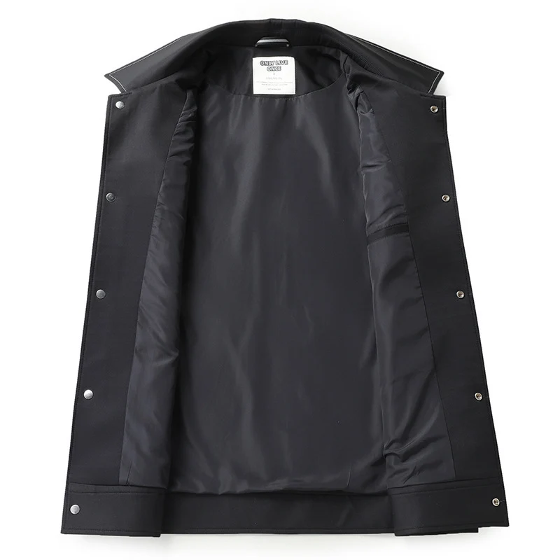 Herren Glattes Kunstleder-Overshirt mit Hemdkragen und Druckknopfverschluss Nord Taschen