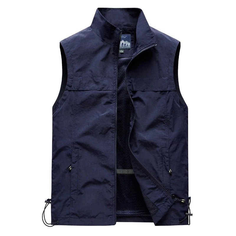Herren Ultraleichte Outdoor-Utility-Weste mit Mesh‑Futter, Windschutzkragen und Kordelzug Nord Taschen