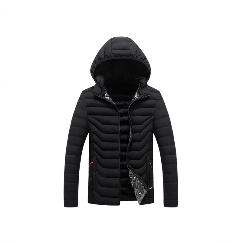 Herren Ultraleichte gesteppte Kapuzenjacke mit Chevron-Steppung, winddichter Außenlage und Thermofutter Nord Taschen