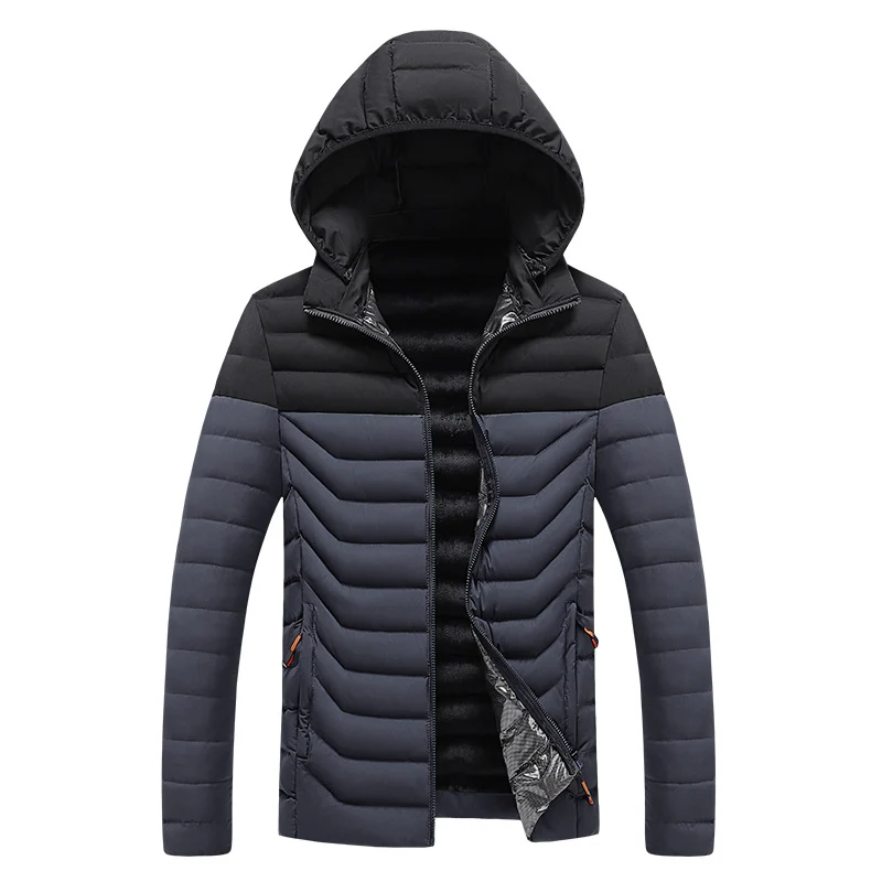 Herren Ultraleichte gesteppte Kapuzenjacke mit Chevron-Steppung, winddichter Außenlage und Thermofutter Nord Taschen