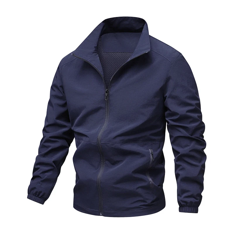 Herren Thermoisolierte Windbreakerjacke mit Fleece-Innenfutter, Stehkragen und Reißverschlusstaschen Nord Taschen