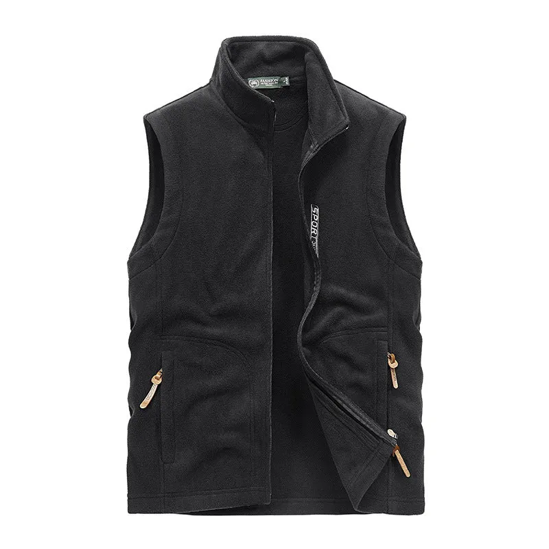 Herren Fleece-Utility-Weste mit Reißverschluss, Stehkragen und praktischen Taschen Nord Taschen