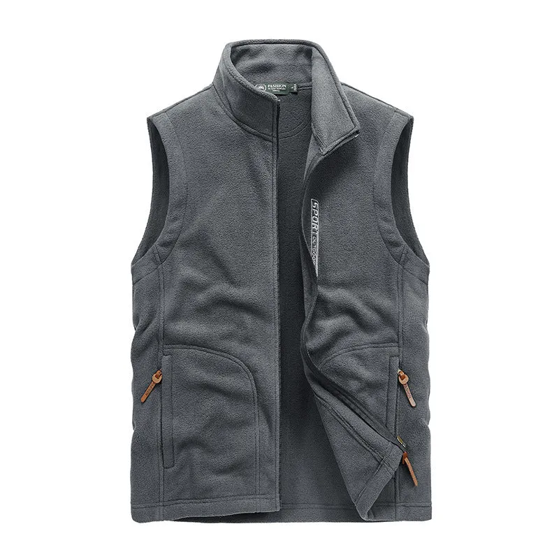 Herren Fleece-Utility-Weste mit Reißverschluss, Stehkragen und praktischen Taschen Nord Taschen