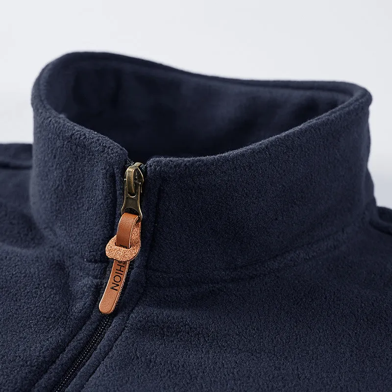 Herren Fleece-Utility-Weste mit durchgehendem Reißverschluss, Stehkragen und Reißverschlusstaschen Nord Taschen