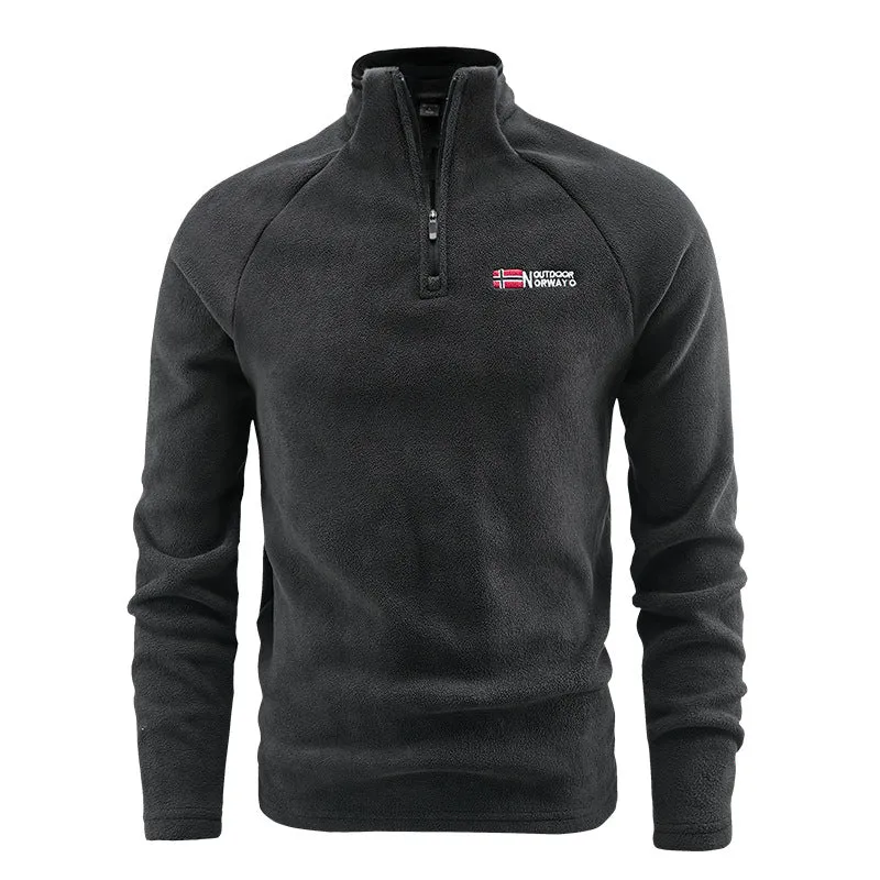 Herren Fleece-Halbzip-Pullover mit hohem Stehkragen und Raglanärmeln Nord Taschen