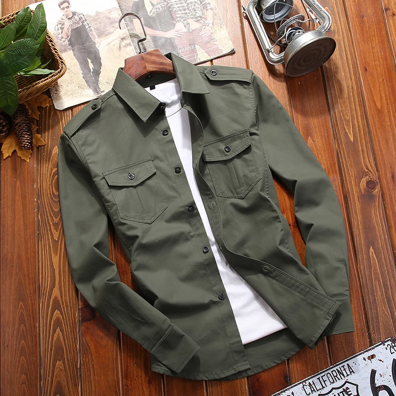 Herren Field-Overshirt aus Baumwollmix mit Brustklappen und Schulterpatten Nord Taschen