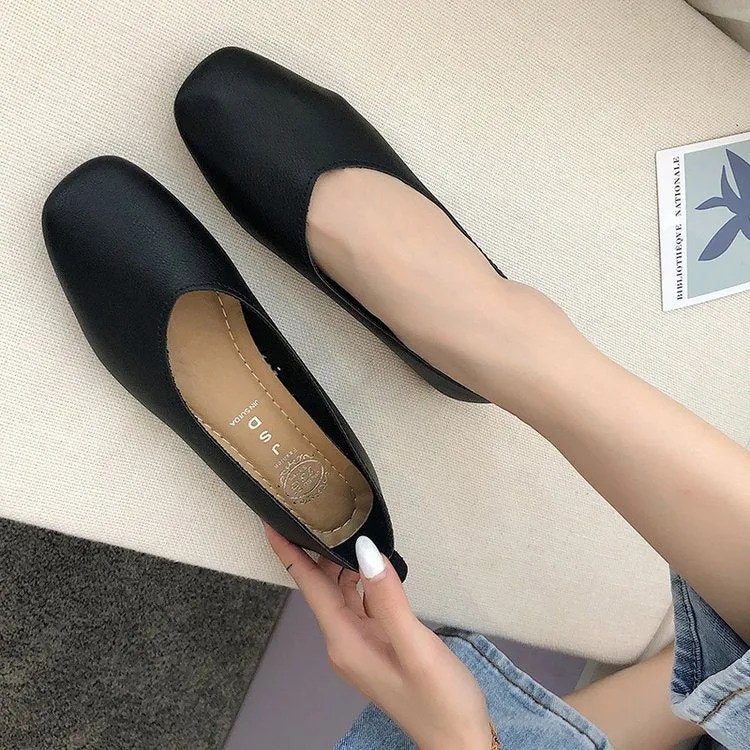 Damen elegante Ballerinas mit quadratischer Spitze und komfortablem Blockabsatz