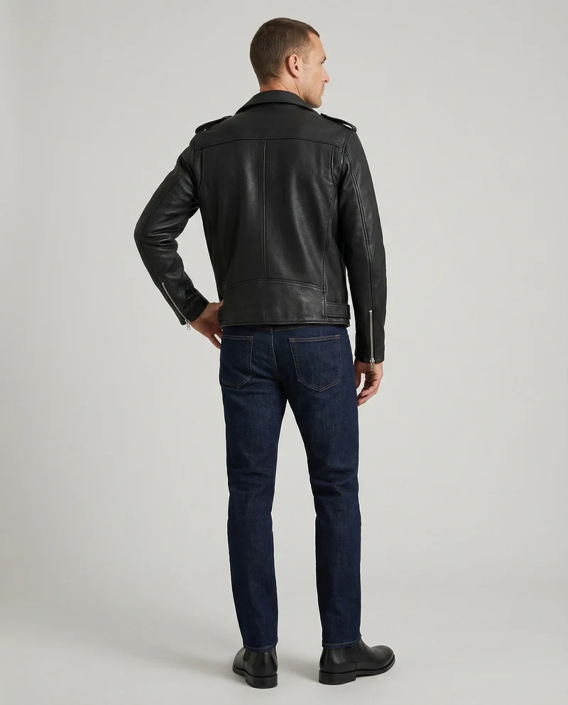 Herren Biker-Lederjacke mit Taschen
