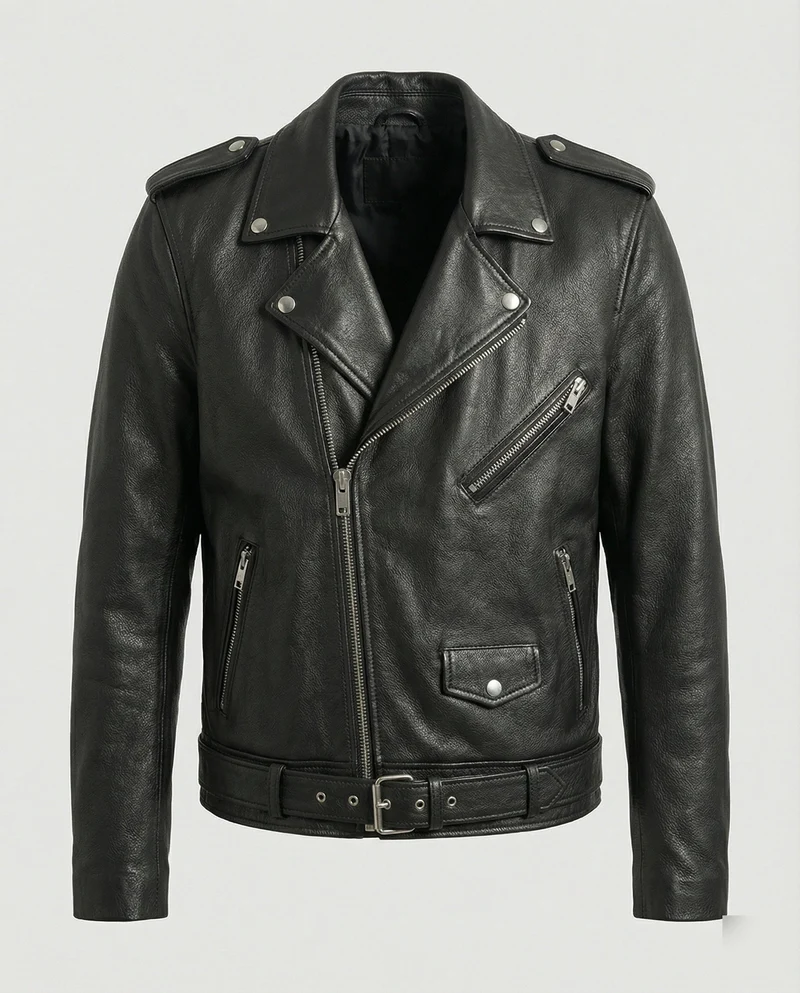 Herren Biker-Lederjacke mit Taschen