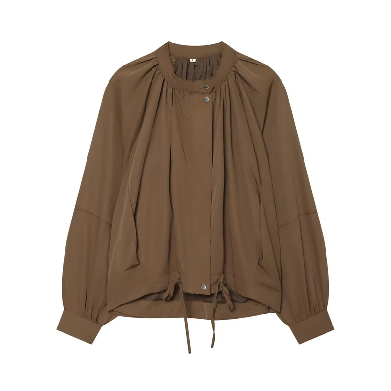 Damen Leichte Blousonjacke mit Rundhals, geraffter Passe und Tunnelzug Nord Taschen