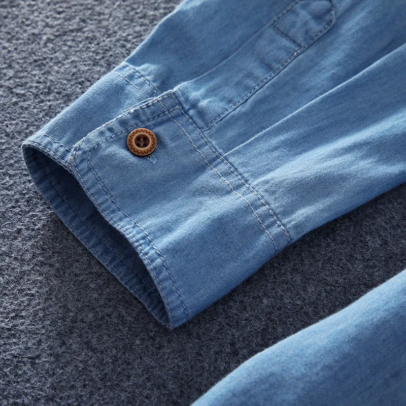 Herren Leichtes Denim-Hemd mit Brusttasche und klassischem Hemdkragen Nord Taschen