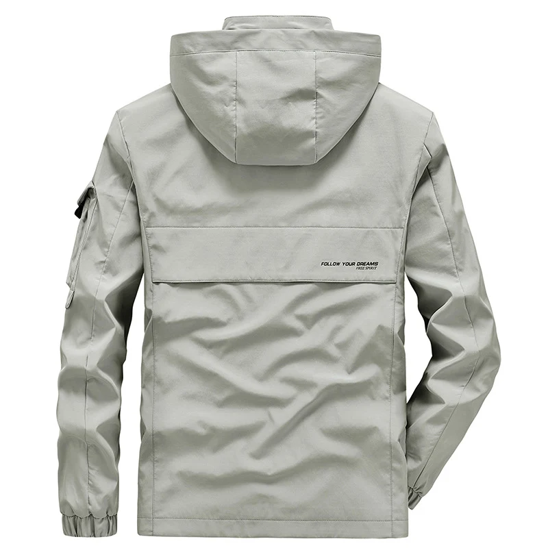 Herren Leichte Multifunktions-Outdoor-Windjacke mit Kapuze und Ärmel‑Tasche Nord Taschen