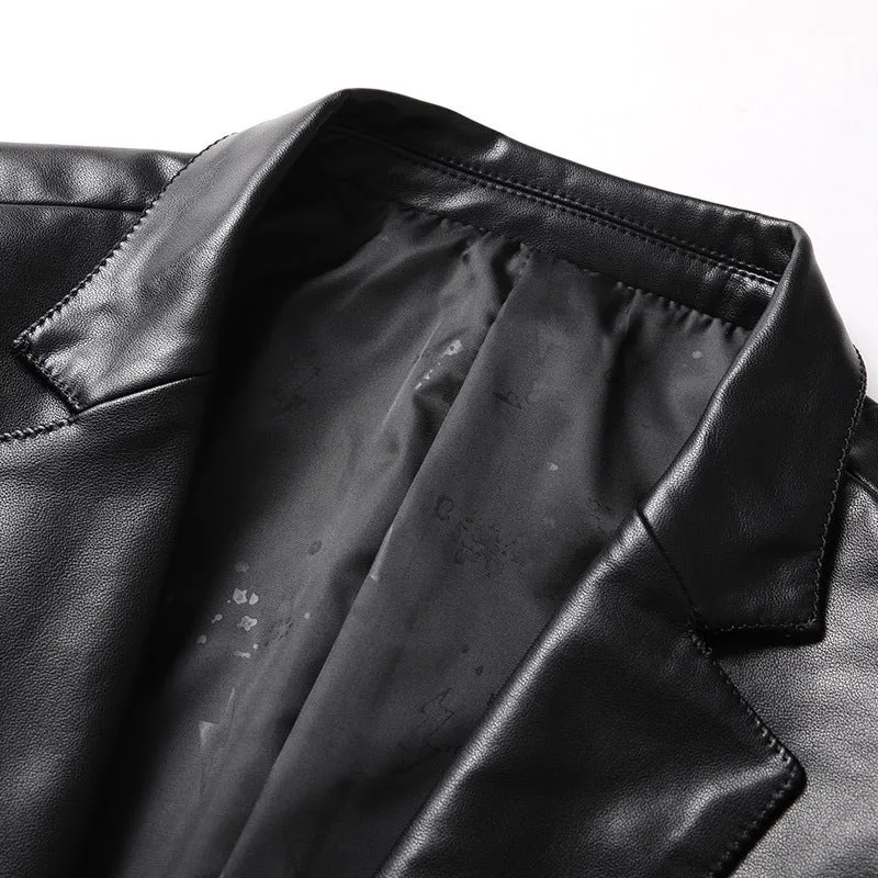 Herren Elegantes Zweiknopf-Lederblazer im Sakko-Stil mit schmaler Passform Nord Taschen
