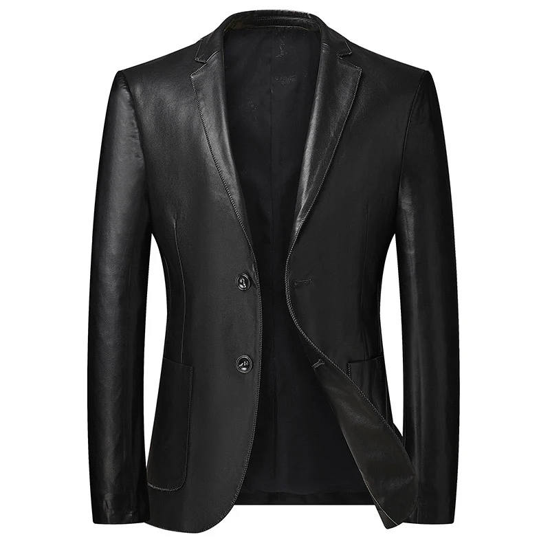 Herren Elegantes Zweiknopf-Lederblazer im Sakko-Stil mit schmaler Passform Nord Taschen