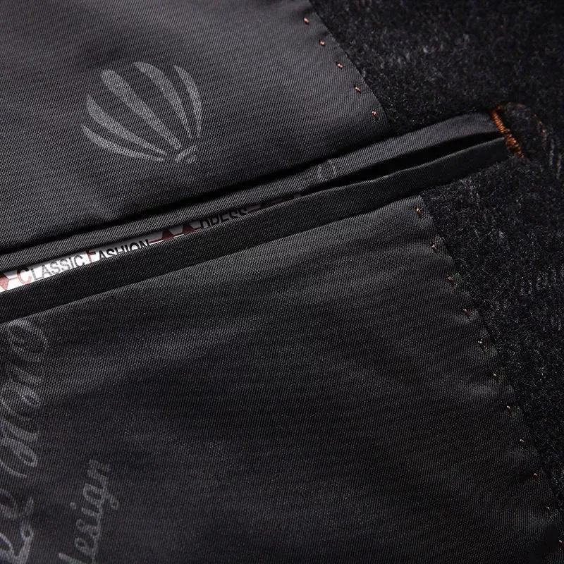 Herren Elegantes Slim-Fit Sakko aus Wollmix mit geometrischer Struktur und leichter Thermofütterung Nord Taschen
