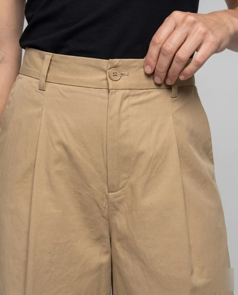 Damen Weite Culotte mit Falten und hohem Bund