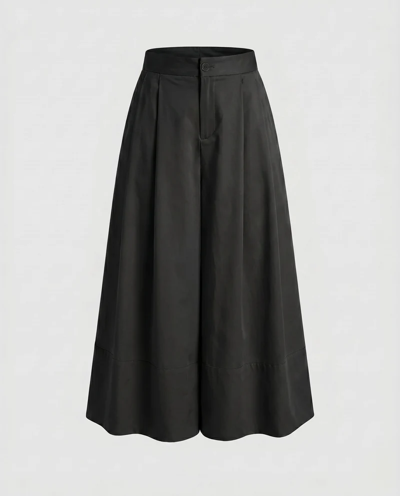 Damen Weite Culotte mit Falten und hohem Bund