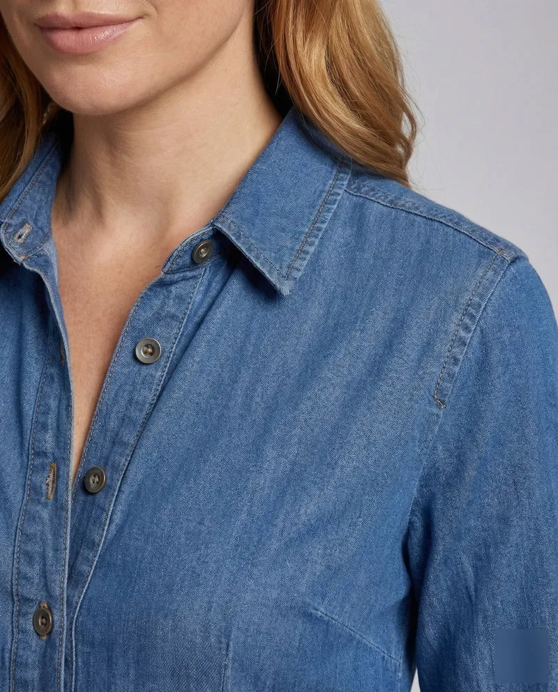 Damen Langarm Hemdblusenkleid - Vittorelli