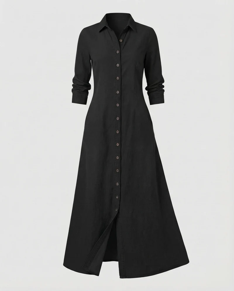 Damen Langarm Hemdblusenkleid - Vittorelli