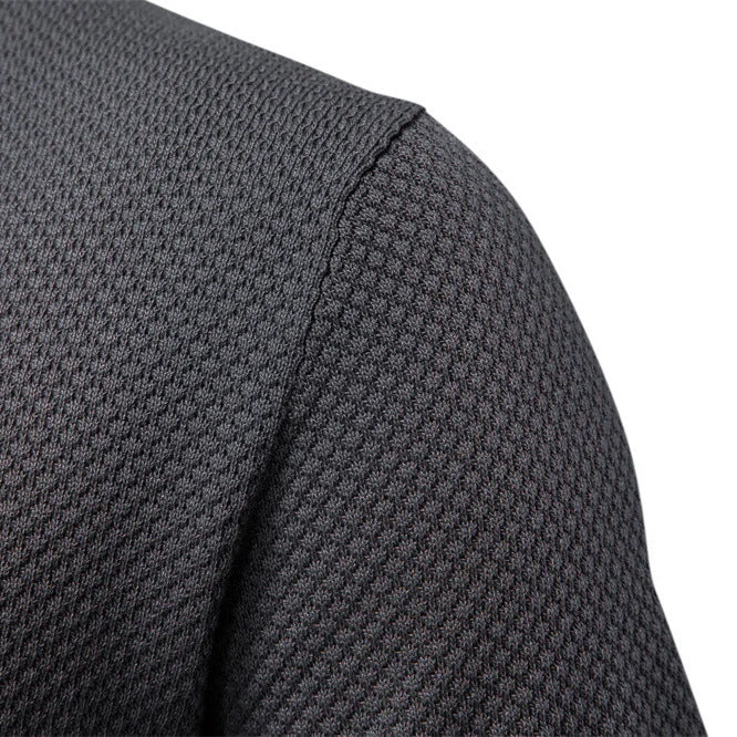 Herren strukturiertes Feinstrickpoloshirt mit offenem Reverskragen
