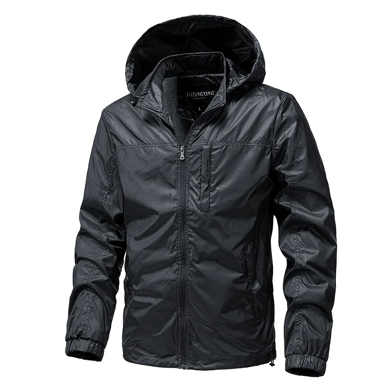 Herren Leichte wasserabweisende kompakt verstaubare Windjacke mit Kapuze Nord Taschen