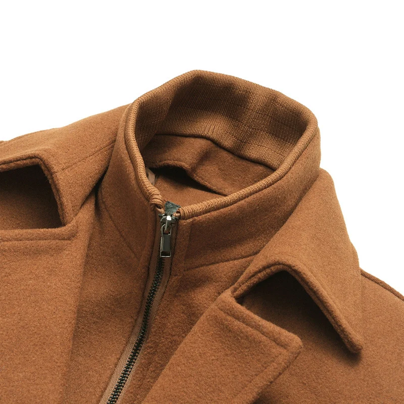 Herren Wollmix-Kurzmantel mit integrierter gesteppter Innenjacke und Hemdkragen Nord Taschen