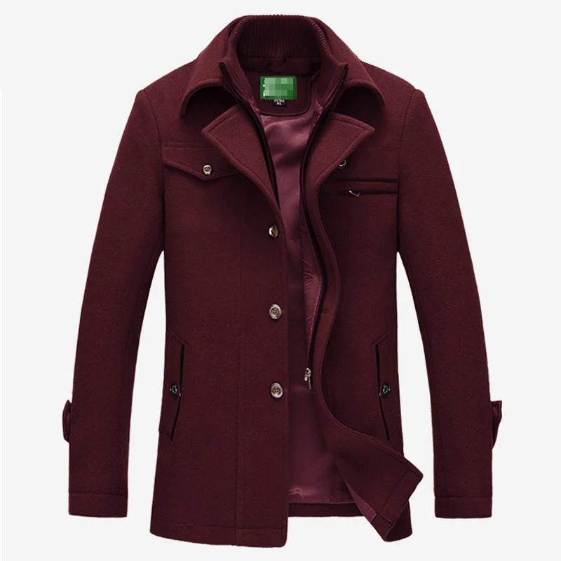 Herren Wollmix-Kurzmantel mit integrierter gesteppter Innenjacke und Hemdkragen Nord Taschen