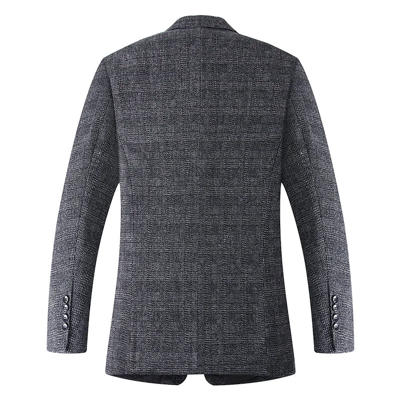 Herren Wollmischstoff Slim-Fit Sakko mit Glencheck-Muster und gesteppter Innenfütterung Nord Taschen