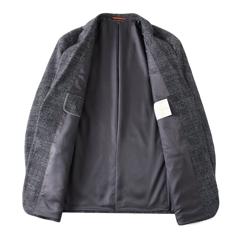 Herren Wollmischstoff Slim-Fit Sakko mit Glencheck-Muster und gesteppter Innenfütterung Nord Taschen