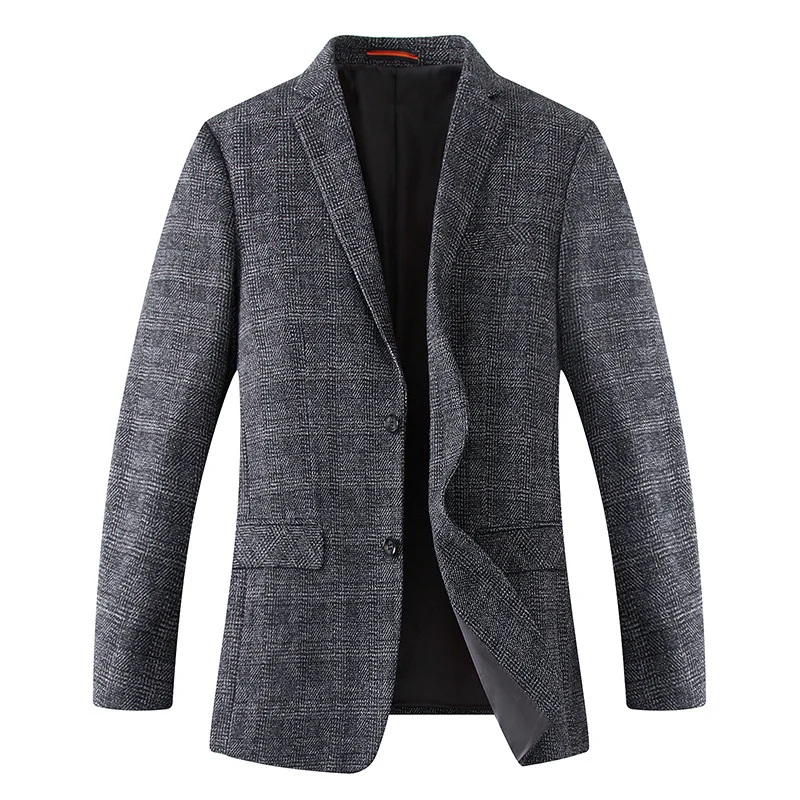 Herren Wollmischstoff Slim-Fit Sakko mit Glencheck-Muster und gesteppter Innenfütterung Nord Taschen