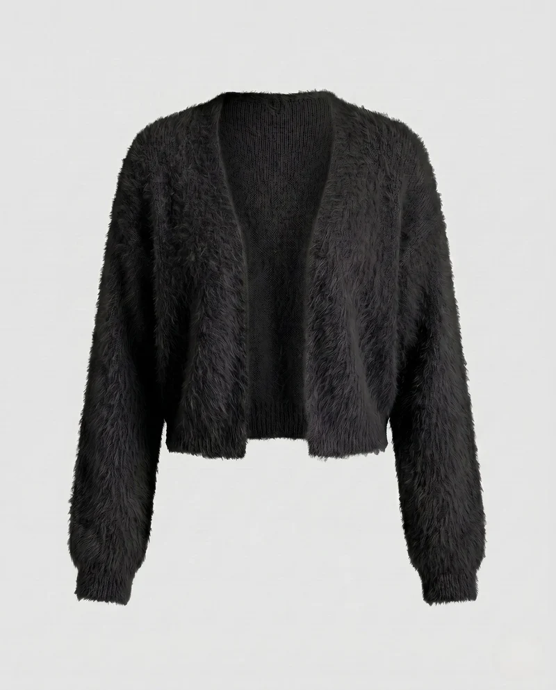 Damen Kuschelige Strickjacke mit weichem Fellbesatz - Arvani