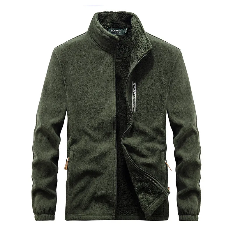 Herren Thermo-Fleecejacke mit doppellagigem Sherpa-Innenfutter und Stehkragen Nord Taschen