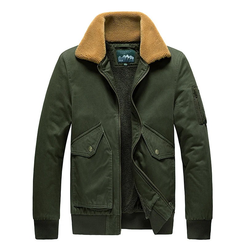 Herren Thermo-Bomberjacke im Aviator-Stil mit Teddyfutter und aufgesetzten Klappentaschen Nord Taschen