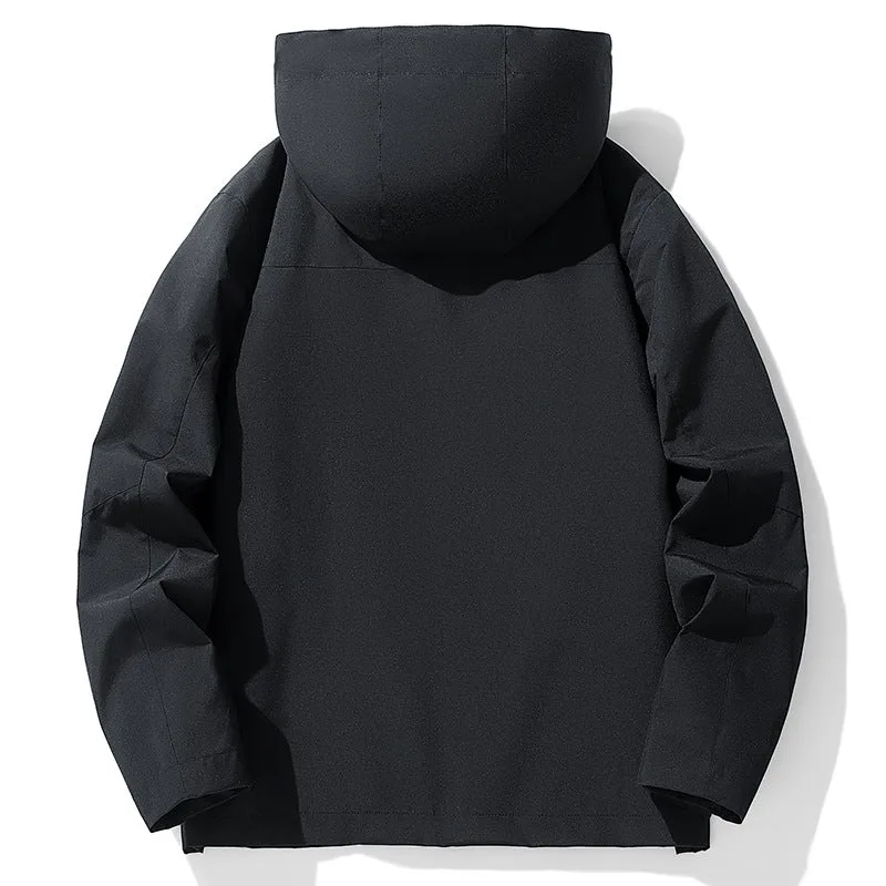 Herren Dreilagige wasserabweisende Kapuzen‑Outdoorjacke mit Mesh‑Futter und verdecktem Reißverschluss Nord Taschen