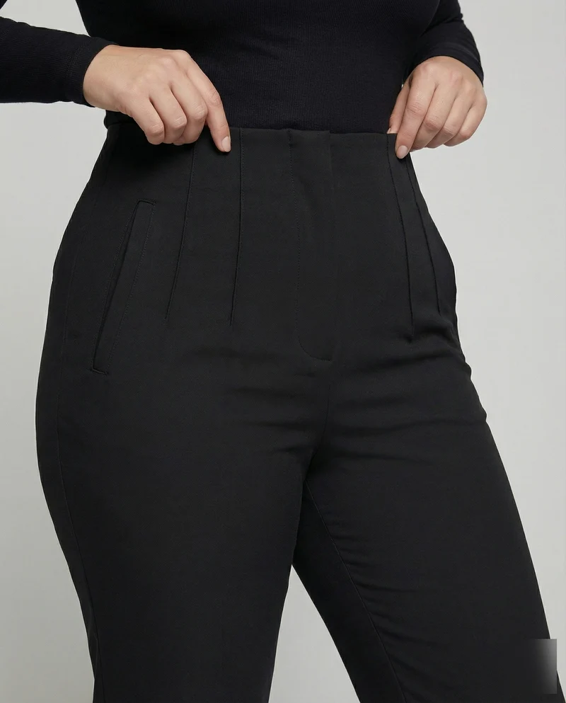 Damen nan hochgeschnittene taillierte Ankle-Hose mit formendem Komfortbund, Bügelfalte und schlanker Zigaretten-Silhouette - Arvani